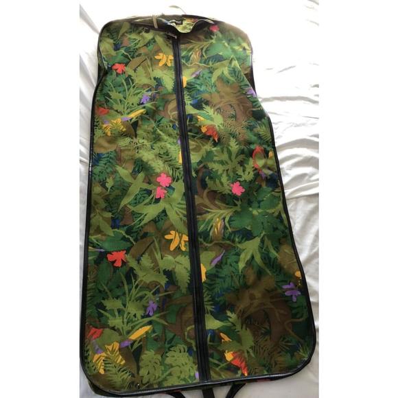 VTG Hanging Garment Luggage Bag 1970s Bright Green Floral MOD Saks Fifth Avenue - Picture 10 of 12